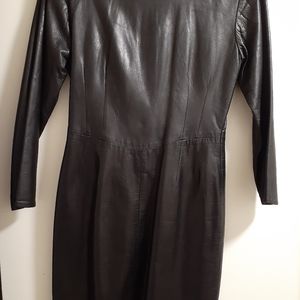 VAKKO Black Sexy Leather Dress